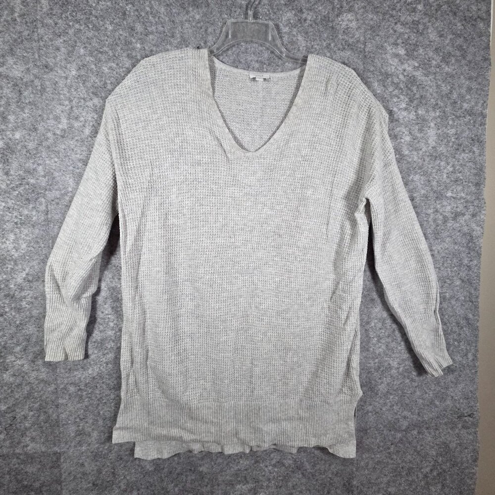 Pure Jill Women's Honeycomb Knit  V Neck Pullover Long  Sleeve Tunic Top Gray Si